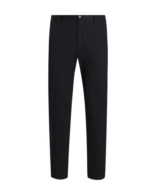Dolce & Gabbana Black Pressed Crease Gabardine Trousers for men