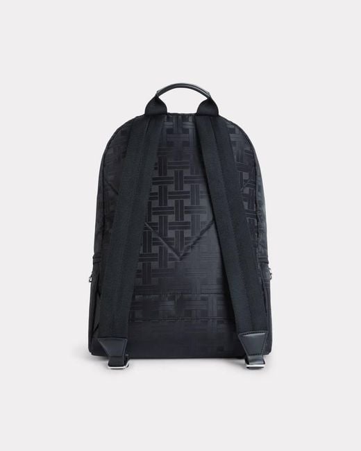 KENZO Blue Woven-Pattern Zipped Backpack for men