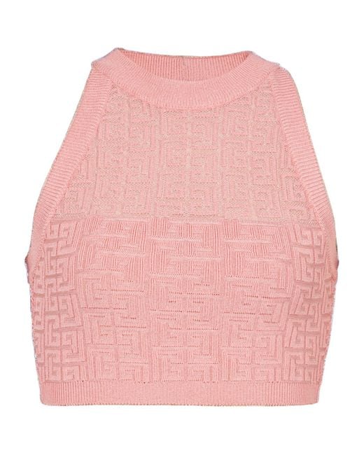 Balmain Pink Alphabet Knitted Top