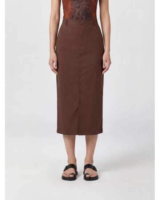 Jean Paul Gaultier Brown Pinstriped Button-Front Skirt