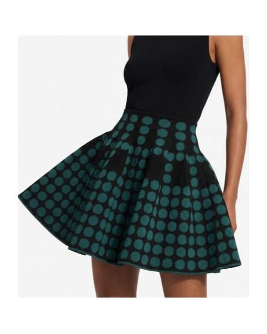 Alaïa Green Polka Dot Midi Skirt