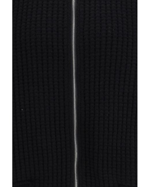 Thom Browne Black Knit Zip-Up Bomber Jacket for men