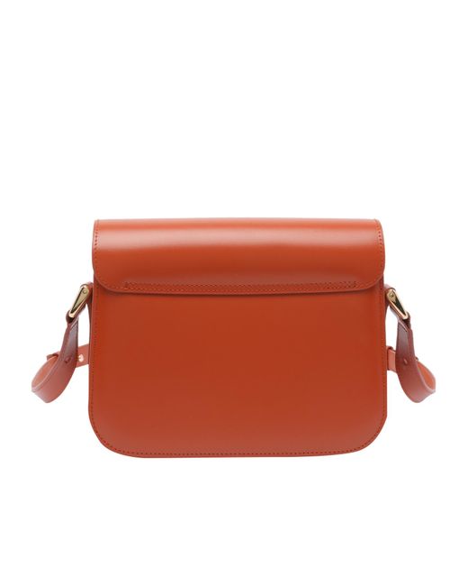 A.P.C. Orange Small Grace Calf-Leather Shoulder Bag