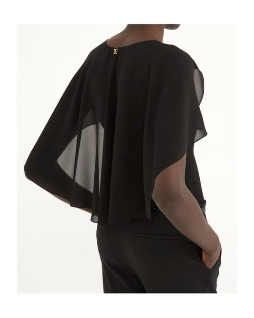 Chloé Black Cape-Detail Tank Top