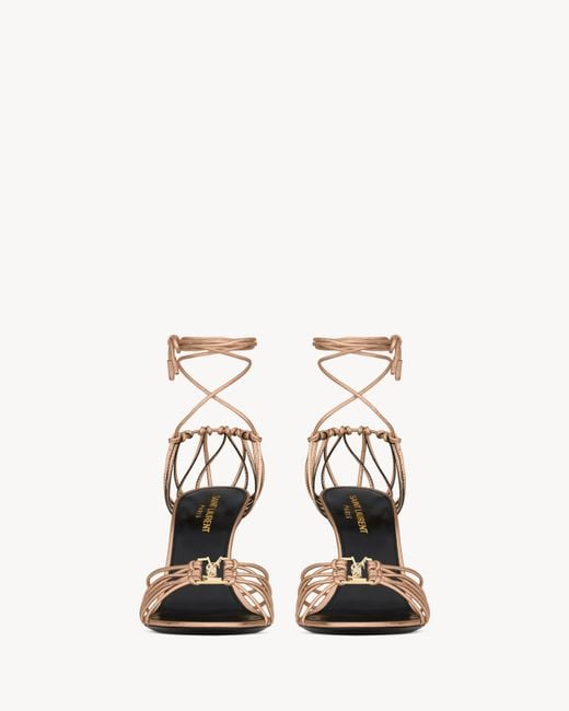 Saint Laurent Metallic Leather Babylone Sandals 90