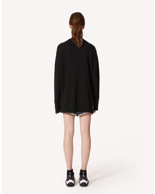 RED Valentino Black Butterfly Printed Elastic Waist Shorts