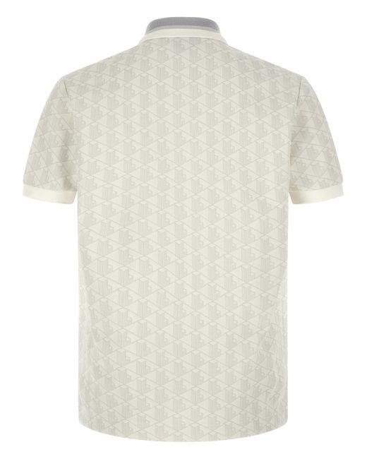Lacoste White Paris Jacquard Monogram Polo Shirt for men