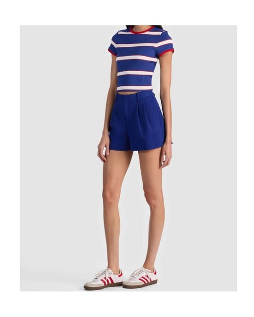 Alice + Olivia Blue Conry Pleated Short