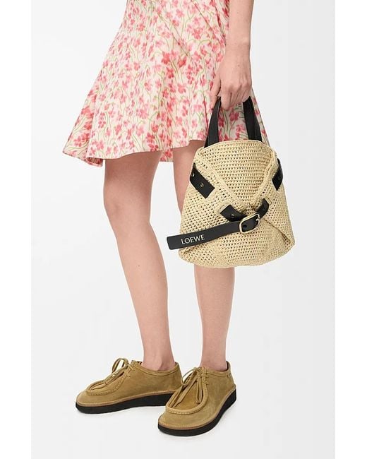 Loewe Natural Buckle Detailed Woven Tote Bag