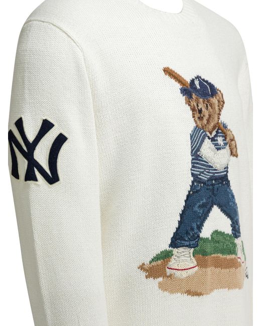 Polo Ralph Lauren White Knitted Crew Neck Sweater for men