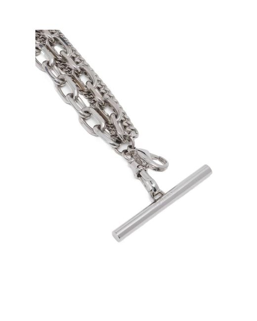 McQueen Metallic Sling Cross-Bar Chain-Detailed Bracelet for men