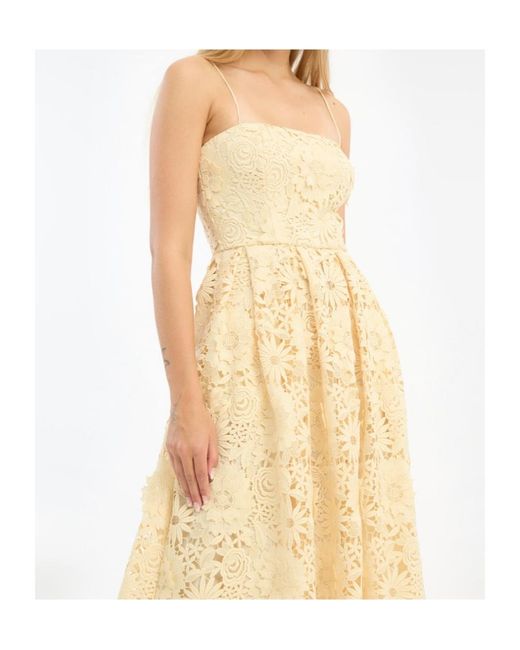 ROTATE BIRGER CHRISTENSEN Metallic 3D Lace Midi Dress