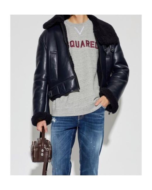 DSquared² Gray Logo Embroidered Crewneck Sweatshirt for men