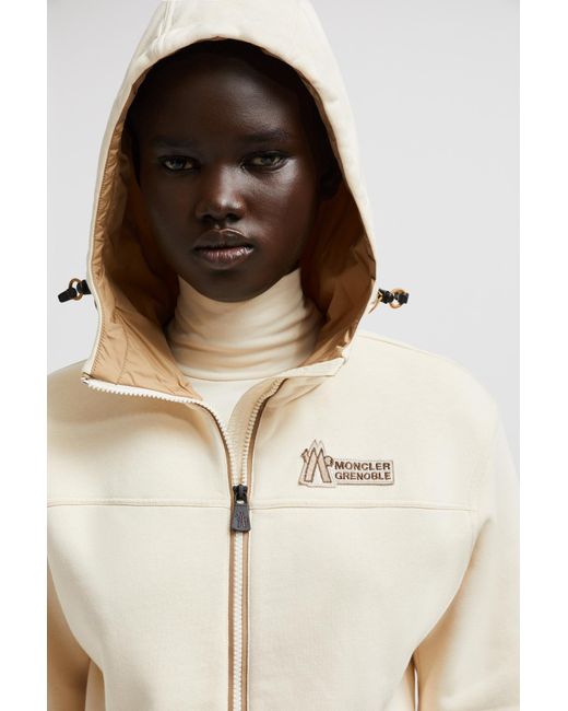 Moncler White Grenoble Logo Detailed Drawstring Hoodie