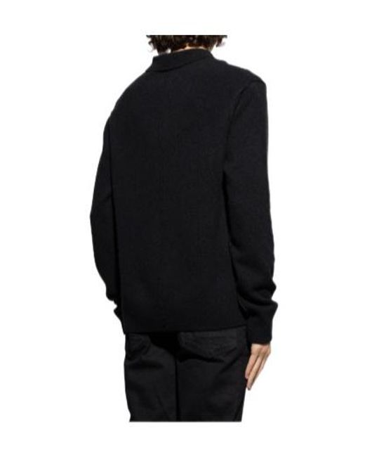 AllSaints Black Polo Knit Sweater for men
