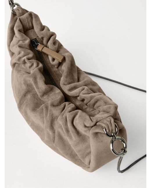 Brunello Cucinelli Metallic Brioche Precious Chain Hobo Bag