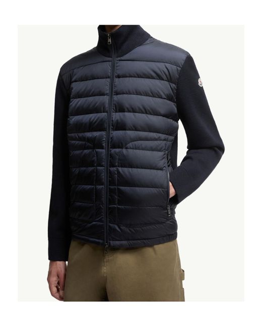 Moncler Blue Long-Sleeved Padded Cardigan for men
