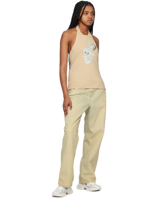 we11done Natural Printed Neck Vest