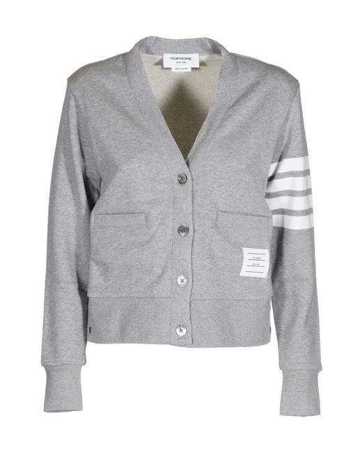 Thom Browne Gray Logo Patch 4 Bar Sleeve Cardigan