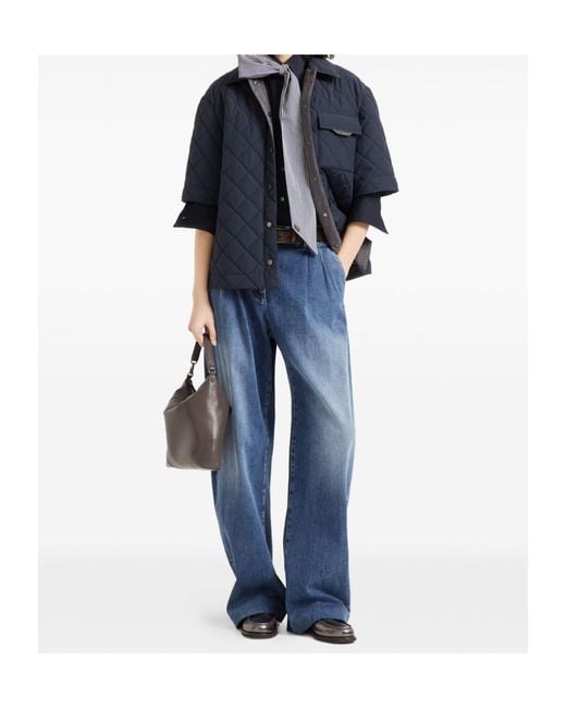 Brunello Cucinelli Blue Long-Sleeved Buttoned Shirt