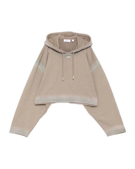Off-White c/o Virgil Abloh Natural Spray-Effect Logo Stamped Hoodie