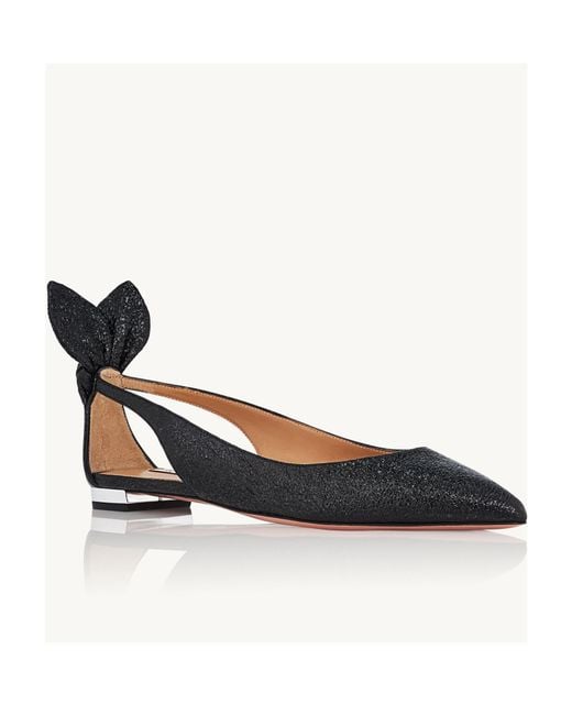 Aquazzura White Bow Tie Leather Ballerina Shoes