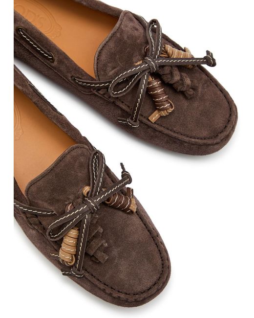 Tod's Brown Gommino Suede Loafers