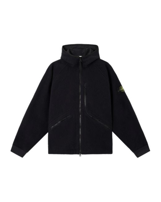 Stone Island Blue Logo Patch Hooded Jacket for men