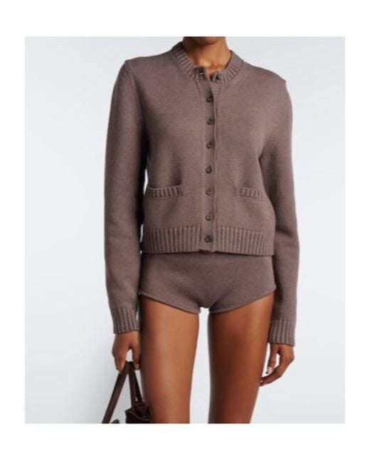 Magda Butrym Brown Ribbed-Knit Cotton Cardigan