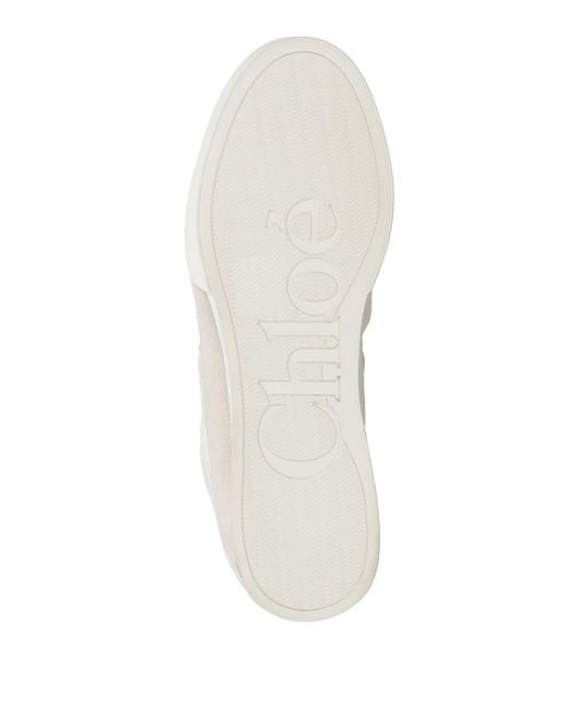 Chloé White Lace-Up Logo Sneakers
