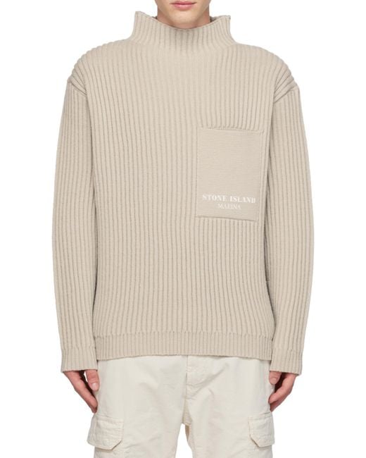 Stone Island Gray High-Neck Knitted Jumper for men