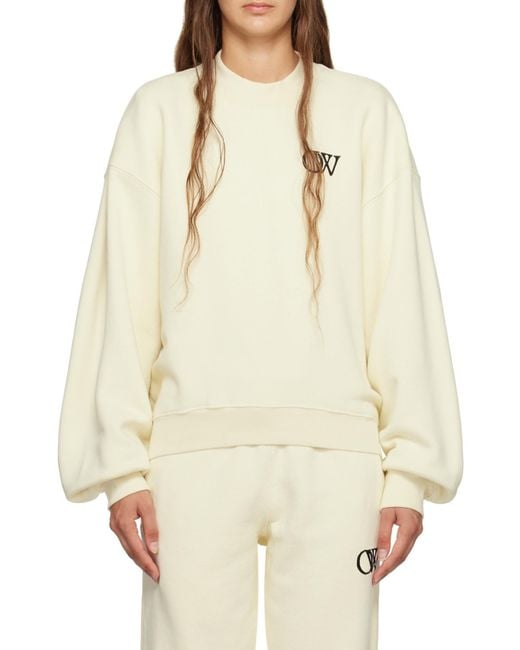 Off-White c/o Virgil Abloh White Logo Printed Crewneck Sweatshirt