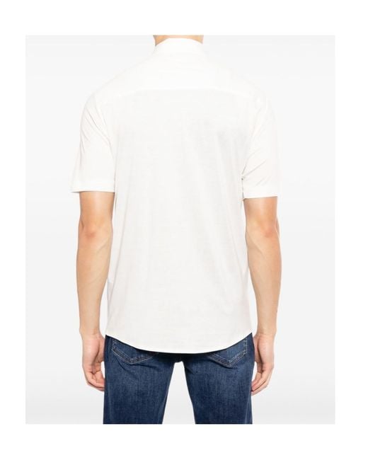 Emporio Armani White Short-Sleeve Logo Shirt for men