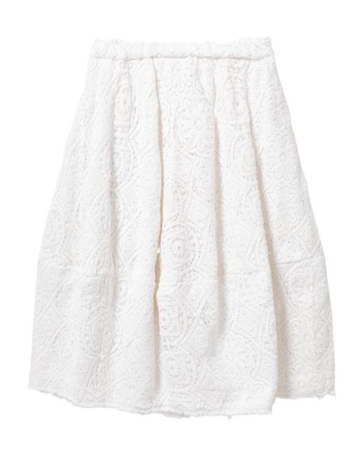 Comme des Garçons White Lace Midi Skirt