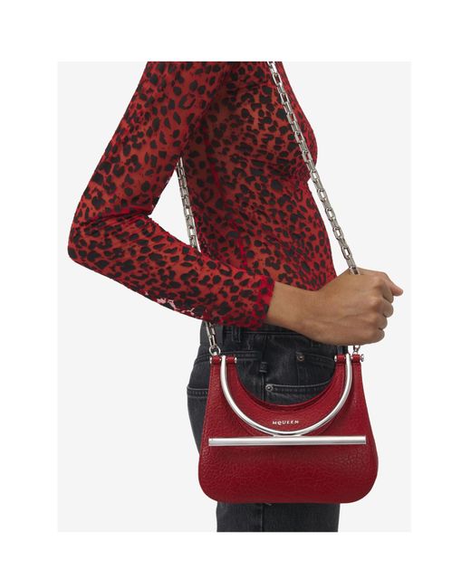 McQueen Red Mini Cross-Bar Tote Bag