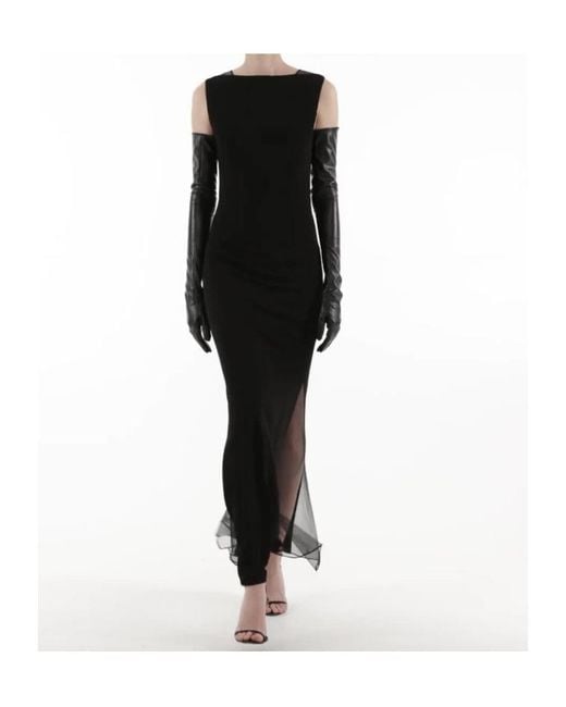 Helmut Lang Black Sheer-Panelled Sleeveless Maxi Dress