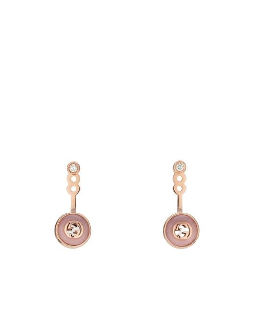Gucci White Interlocking 18K Earrings