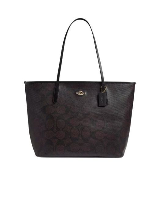 COACH Black Large City Tote Bag