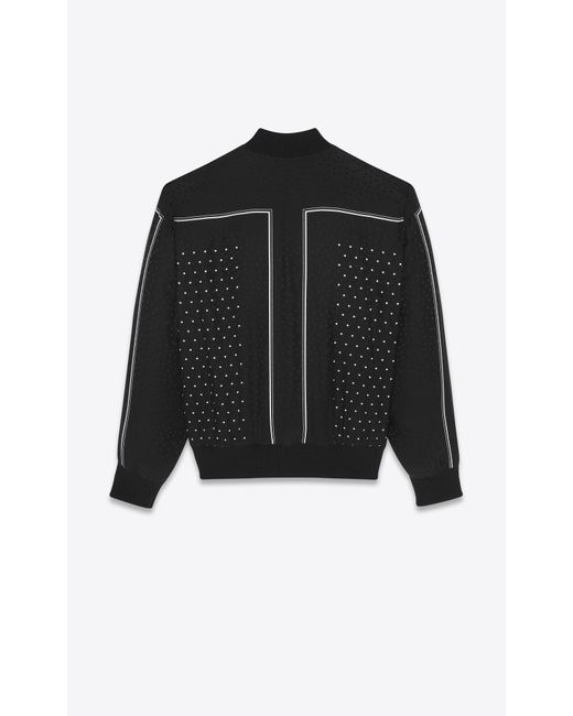Saint Laurent Black Polka-Dot Pattern Bomber Jacket for men