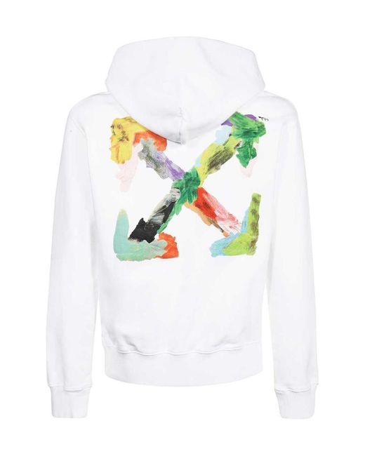 Off-White c/o Virgil Abloh White Logo Printed Drawstring Hoodie for men