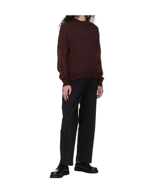Studio Nicholson Purple Ribbed Knit Crew Neck Sweater for men