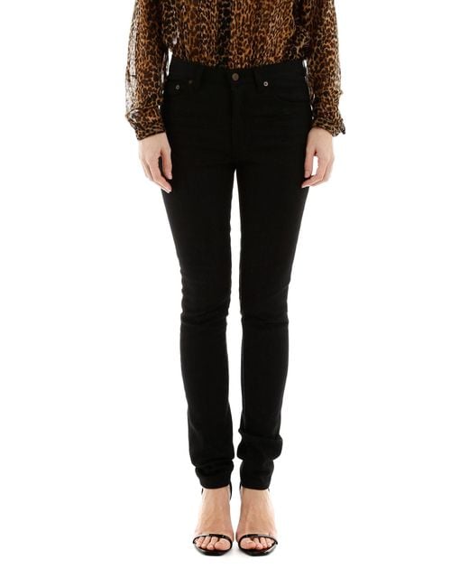 Saint Laurent Black Mid-Rise Skinny Jeans