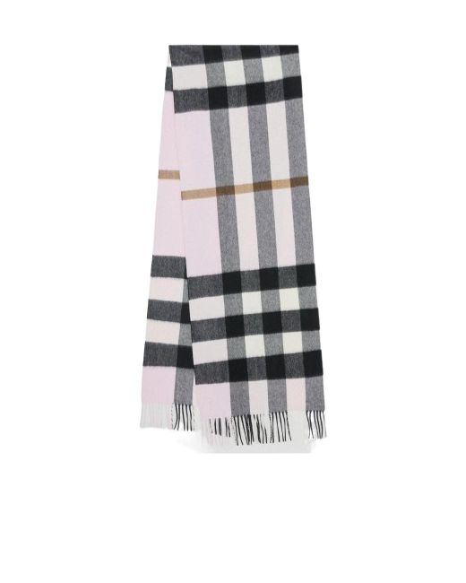 Burberry White Check Cashmere Scarf