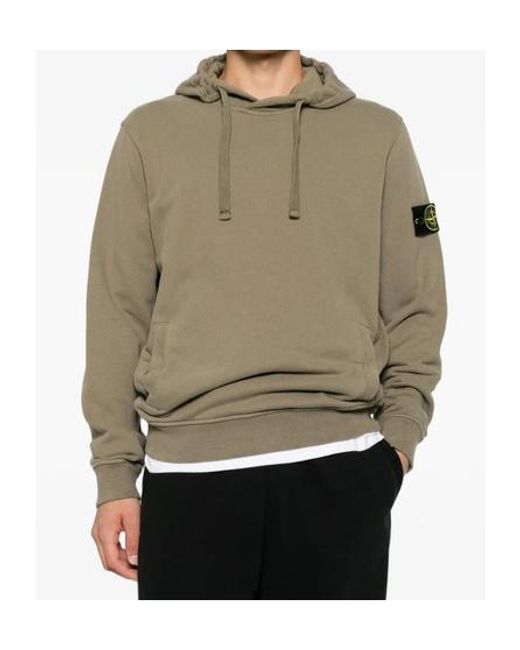 Stone Island Gray Logo-Patch Hoodie for men