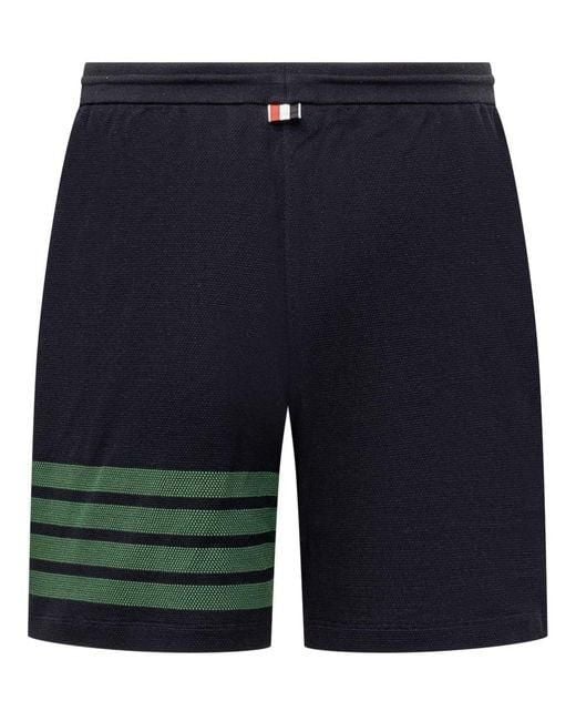 Thom Browne Blue 4-Bar Striped Drawstring Track Shorts for men