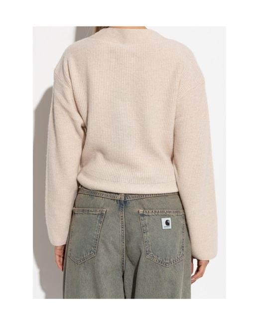 R13 Natural Twisted Front Ribbed Cardigan