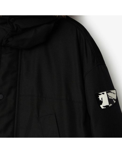 Burberry Black Ekd Motif Hooded Parka for men