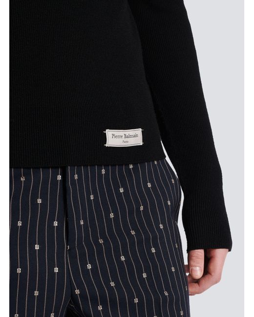 Balmain Blue Turtleneck Knitted Jumper for men