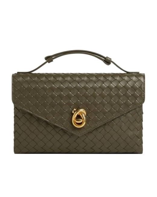 Bottega Veneta Green Intrecciato Knot Lock Crossbody Bag