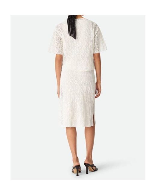 Bottega Veneta White Fish Lace Skirt